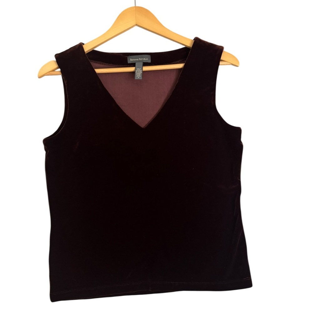 Women's Banana Republic Sleeveless Velour Top in Dark Rust